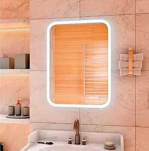 Зеркало с подсветкой Continent Glamour Led 60x80 с часами, с подогревом белый ЗЛП264, 4