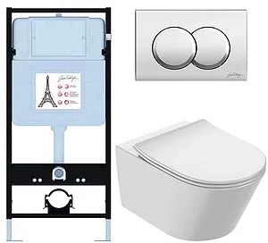 Комплект 6 в 1 Jacob Delafon Bastille EDAB103-CP с кнопкой E36496-CP хром глянцевый, 1