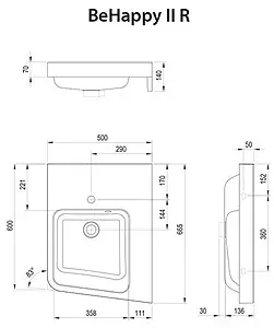 Раковина Ravak Be Happy II 50 R белый XJAP1100001 Раковина Ravak Be Happy II 50 R белый XJAP1100001, 2