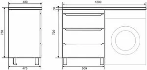 Тумба-умывальник напольная Uperwood Tanos 120 L белый с графитовыми вставками 291021005 Тумба-умывальник напольная Uperwood Tanos 120 L белый с графитовыми вставками 291021005, 2
