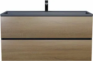 Тумба под умывальник подвесная Uperwood Barsa 100 дуб сонома/чёрный матовый 293020540 Тумба под умывальник подвесная Uperwood Barsa 100 дуб сонома/чёрный матовый 293020540, 1