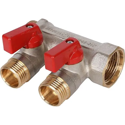 Коллектор запорный проходной 2 отвода красный ¾&quot;в/н x ½&quot;н Stout SMB 6210 341202