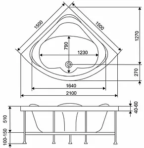 Ванна акриловая Eurolux Rimini 150х150 E3150150031 Ванна акриловая Eurolux Rimini 150х150 E3150150031, 2