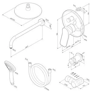 Душевая система со смесителем для душа Am.Pm X-Joy чёрный матовый FB85A1RH02, 2