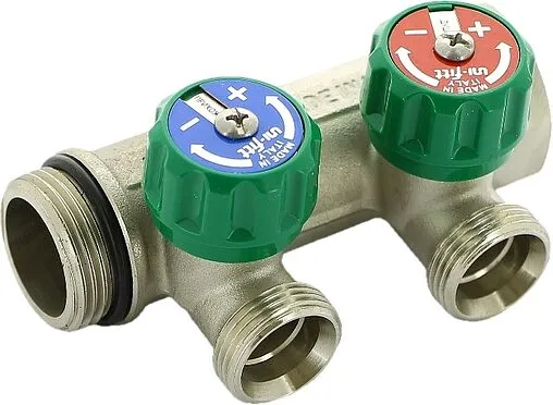 Коллектор регулирующий проходной 2 отвода 1&quot;в/н x ¾&quot;ек Uni-fitt 410N4320