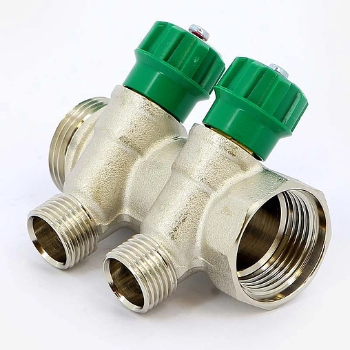 Коллектор регулирующий проходной 2 отвода 1&quot;в/н x ½&quot;к Tiemme RUBINO 1840007