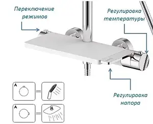 Душевая система с термостатом для душа SMARTsant Афалина хром/белый SM2308AW Душевая система с термостатом для душа SMARTsant Афалина хром/белый SM2308AW, 3