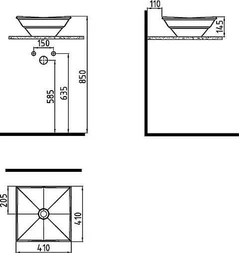 Раковина Bien Kristal 41 белый KRLG04101FD0W3000
