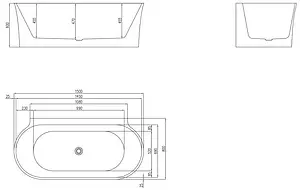 Ванна акриловая отдельностоящая BelBagno 150x80 BB409-1500-800 Ванна акриловая отдельностоящая BelBagno 150x80 BB409-1500-800, 2