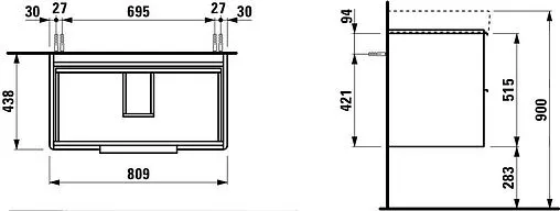 Тумба-умывальник подвесная Laufen Base 85 белый матовый 4.0239.2.110.260.1+8.1396.5.000.104.1