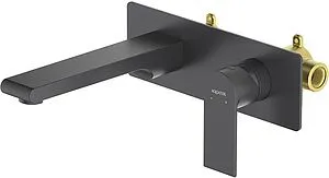 Смеситель для раковины из стены Aquatek Лира чёрный матовый AQ1413MB Смеситель для раковины из стены Aquatek Лира чёрный матовый AQ1413MB, 1