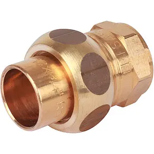 Американка пайка прямая переходная (плоское уплотнение) 22мм x 1"в Sanha 4330g 14330221 Американка пайка прямая переходная (плоское уплотнение) 22мм x 1"в Sanha 4330g 14330221, 1