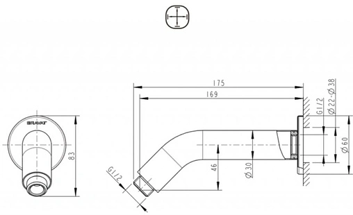 Держатель верхнего душа на стену Bravat Built-in хром D312C-RUS