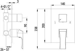 Смеситель для ванны скрытого монтажа Lemark Unit хром LM4527C Смеситель для ванны скрытого монтажа Lemark Unit хром LM4527C, 2