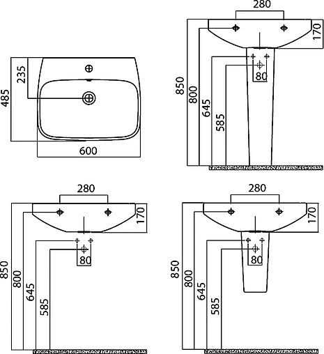 Раковина Am.Pm Inspire 60 черный C504321BL Раковина Am.Pm Inspire 60 черный C504321BL