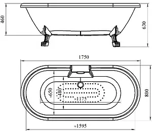 Ванна акриловая отдельностоящая Radomir Леонесса 175х80 на ножках "лев" золото 1-01-3-0-1-138 Ванна акриловая отдельностоящая Radomir Леонесса 175х80 на ножках "лев" золото 1-01-3-0-1-138, 2