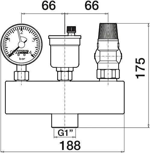 Группа безопасности котла до 100 кВт 1&quot; 3 бар WATTS KSG 30/20M-ISO 10005204
