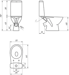 Унитаз-компакт Cersanit Flavis 031 3/6 DPL EO slim белый 64288 Унитаз-компакт Cersanit Flavis 031 3/6 DPL EO slim белый 64288, 2