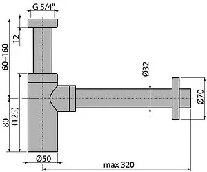 Сифон бутылочный для раковины Kerama Marazzi чёрный матовый A400BLACK Сифон бутылочный для раковины Kerama Marazzi чёрный матовый A400BLACK, 2