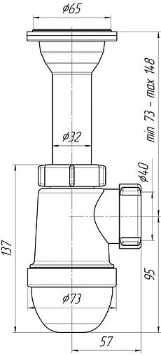 Сифон бутылочный для раковины Ани Пласт белый C2000 Сифон бутылочный для раковины Ани Пласт белый C2000