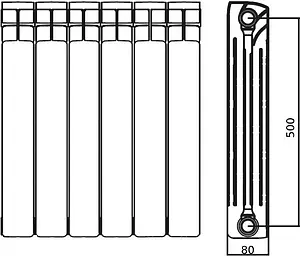 Радиатор биметаллический 4 секции STI Bimetal 500/80, 2
