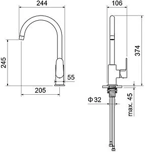 Смеситель для кухни Aquatek Оберон чёрный матовый AQ1282MB Смеситель для кухни Aquatek Оберон чёрный матовый AQ1282MB, 2