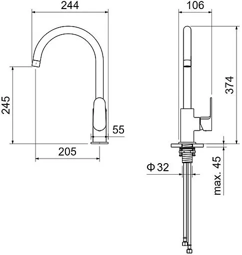 Смеситель для кухни Aquatek Оберон чёрный матовый AQ1282MB