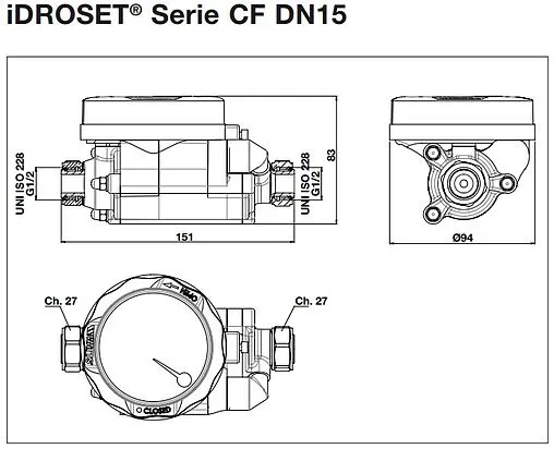 Балансировочный клапан ½&quot;нг х ½&quot;нг Kvs 1.7 Watts iDROSET CF DN15 10082641