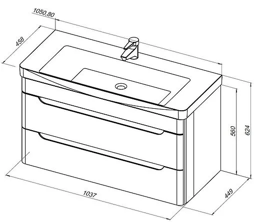 Тумба-умывальник подвесная Aquanet София 105 белый глянец 00274116+11105-KL