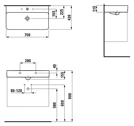 Раковина Laufen Val 75 белый 8.1028.5.000.104.1