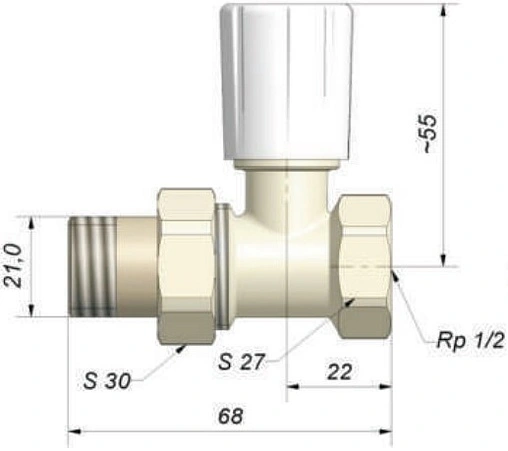 Вентиль регулирующий прямой ½" в/н Schlosser Standard 601400004