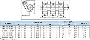 Коллектор регулирующий проходной 3 отвода 1&quot;в/н x ½&quot;к Stout SMB 6851 011203, 2