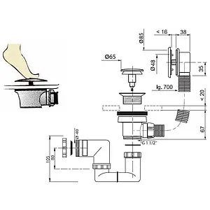Слив-перелив для ванны Wirquin Quick Clac хром 30718585 Слив-перелив для ванны Wirquin Quick Clac хром 30718585, 2