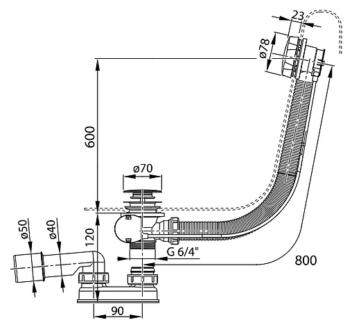 Слив-перелив для ванны Ravak хром X01318 Слив-перелив для ванны Ravak хром X01318