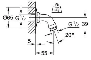 Держатель верхнего душа на стену Grohe Relexa хром 28429000, 2