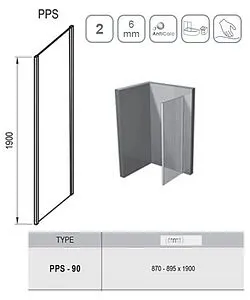 Боковая стенка 900мм прозрачное стекло Ravak Pivot PPS-90 90G70100Z1, 2