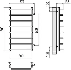 Полотенцесушитель водяной лесенка Terminus Стандарт П8 500х800 бп600 полированная сталь 4670078530394, 2