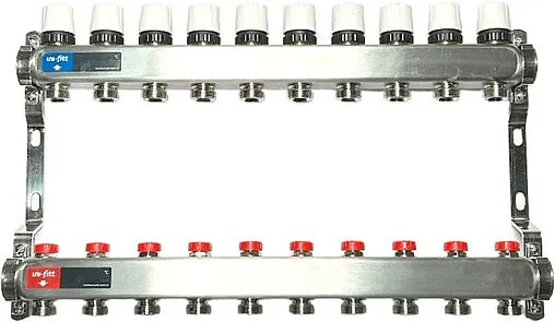 Группа коллекторная без расходомеров 10 отводов 1&quot;в/в x ¾&quot;ек Uni-fitt TECHNO 451W4310
