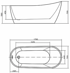 Ванна акриловая отдельностоящая Swedbe Vita 170x72 8816 Ванна акриловая отдельностоящая Swedbe Vita 170x72 8816, 3