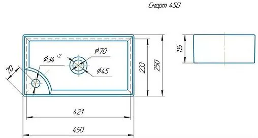 Раковина Kirovit Смарт 45 белый 00281657
