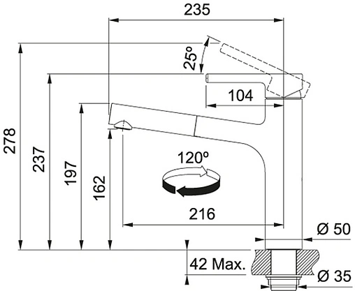 Смеситель для кухни с выдвижным изливом Franke Centro Pull out хром 115.0600.098