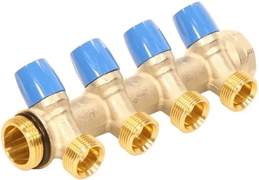 Коллектор регулирующий проходной 4 отвода синий 1&quot;в/н x ¾&quot;ек General Fittings 6300E7N1005B4A