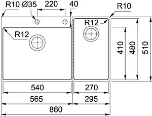 Мойка кухонная Franke Box Center BWX 220-54-27 TL R нержавеющая сталь 127.0538.259 Мойка кухонная Franke Box Center BWX 220-54-27 TL R нержавеющая сталь 127.0538.259, 2