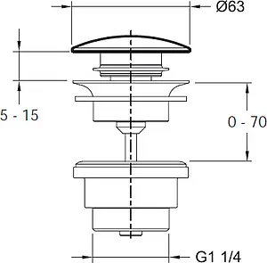 Выпуск автоматический для раковины с переливом Jacob Delafon хром E78296-CP Выпуск автоматический для раковины с переливом Jacob Delafon хром E78296-CP, 2