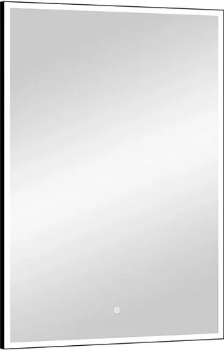 Зеркало с подсветкой Continent Frame Black Led 70x100 с часами, с подогревом чёрный ЗЛП1636