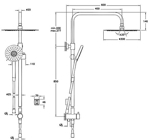 Душевая система без смесителя VitrA Lite LC хром A45700EXP