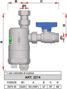 Фильтр-дешламатор ¾&quot;н x ¾&quot;нг Far Compactfar FA 2274 34, 2