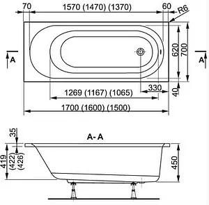 Ванна акриловая Vagnerplast Kasandra 170x70 VPBA177KAS2X-04 Ванна акриловая Vagnerplast Kasandra 170x70 VPBA177KAS2X-04, 2