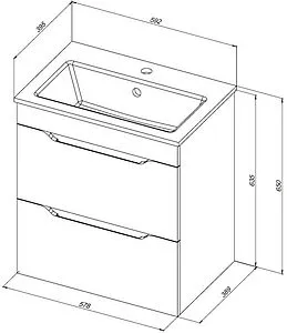 Тумба-умывальник Aquanet Практика 60 маренго 00330458+44060, 2