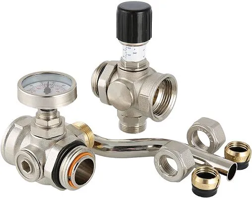 Байпас проходной с перепускным клапаном и термометром (0-80°С) 1&quot;в x 1&quot;н Valtec VT.0667T.0.0